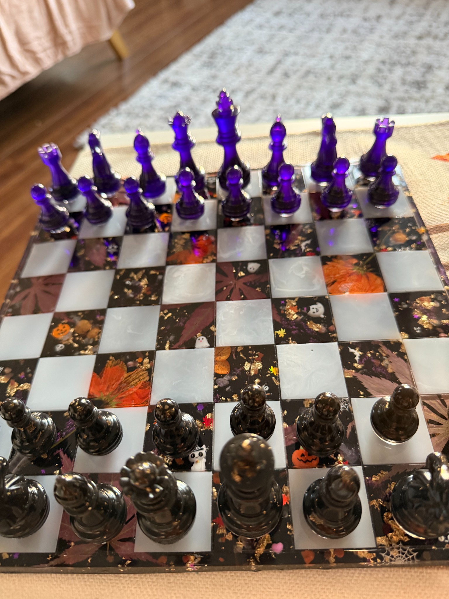 Halloween resin chessboard alternate view