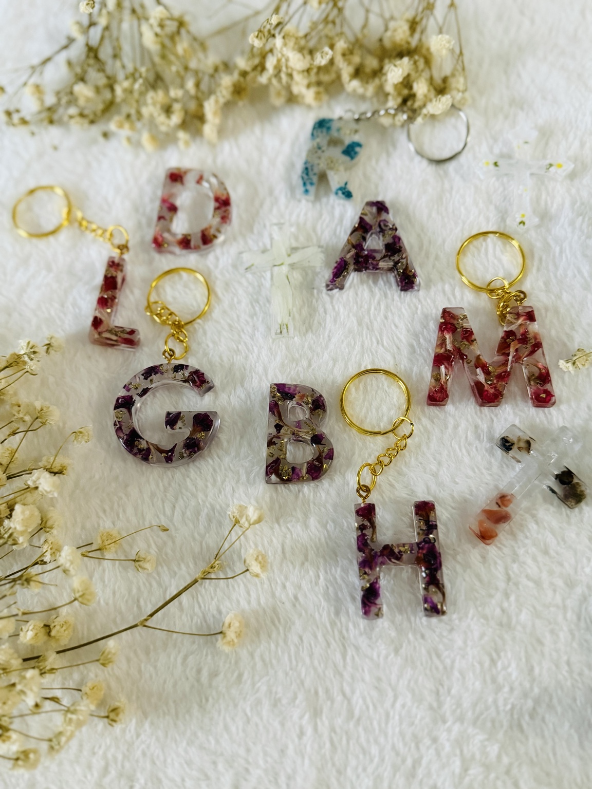 Floral Letter Keychain