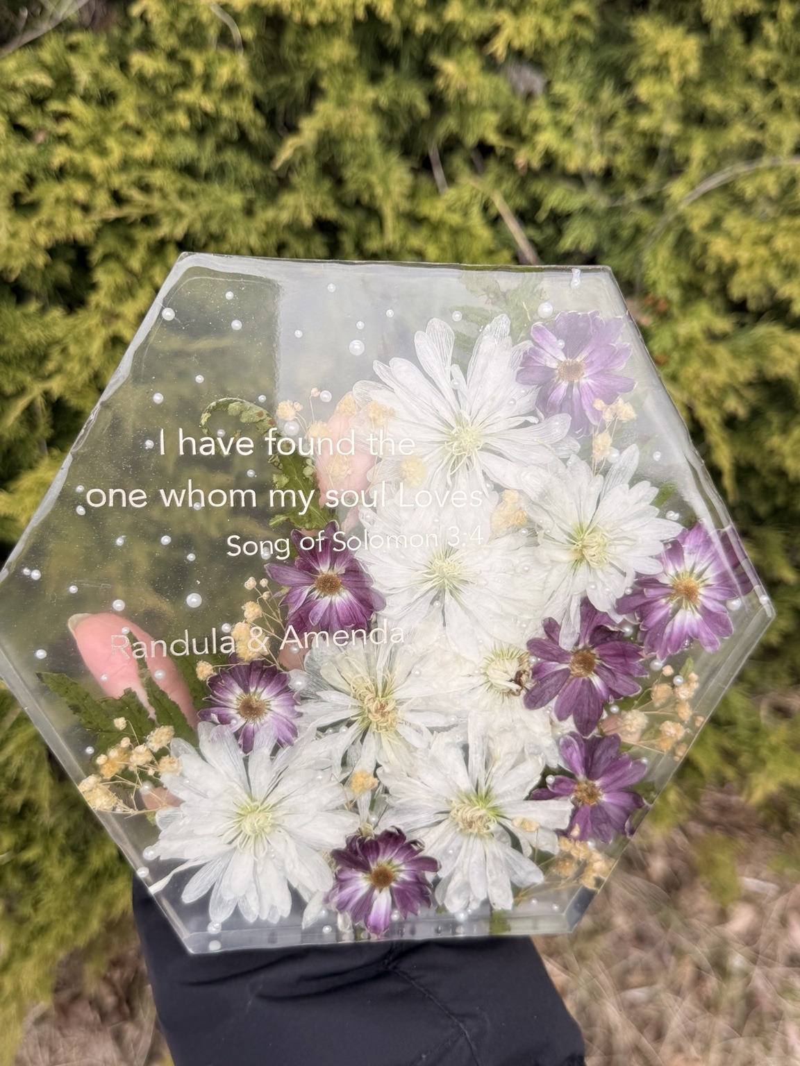 Floral resin keepsake