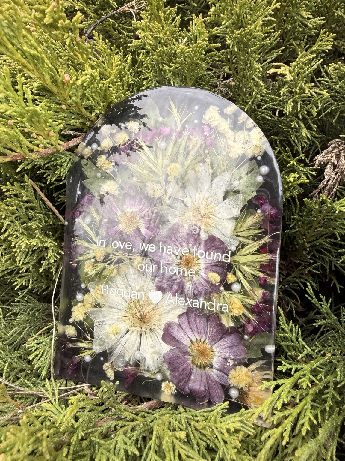 Purple flower preservation piece