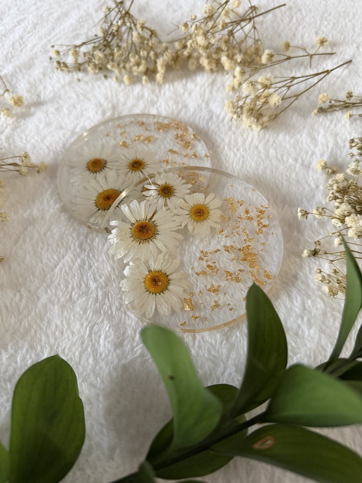 Dried flower coaster set